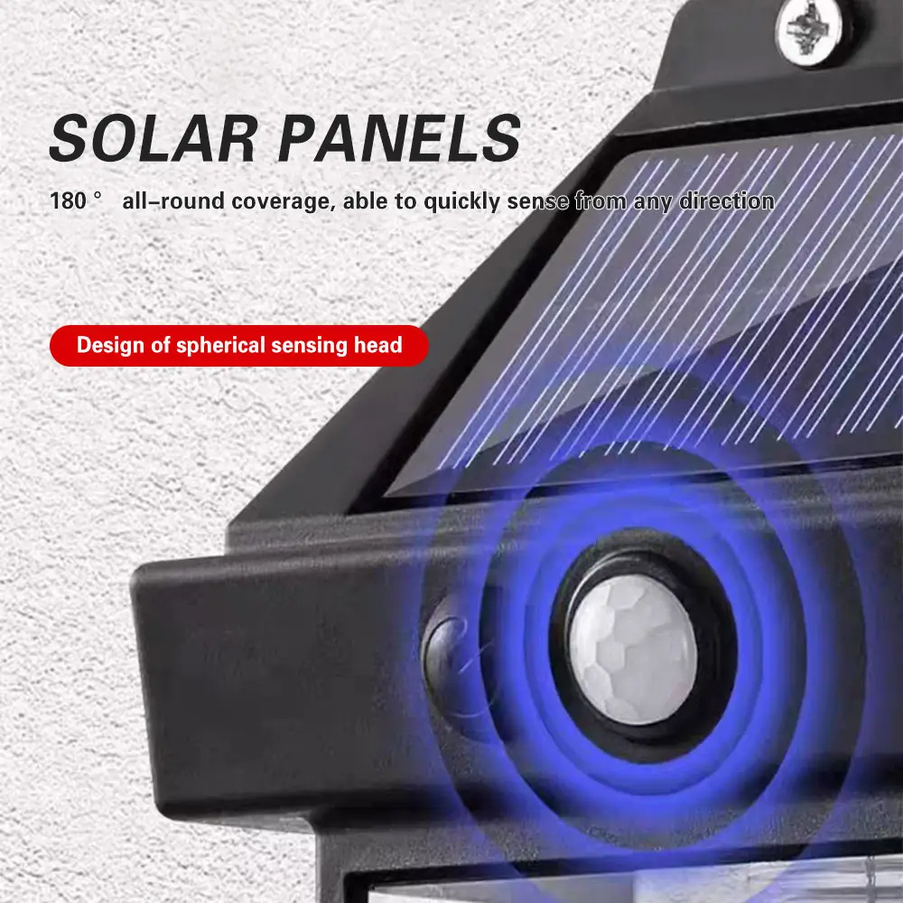 Solar Led Lamp Outdoor Solar Panel Light With Motion Sensor Wall Lights Ip65 Waterproof Sunlight For Garden Decoration