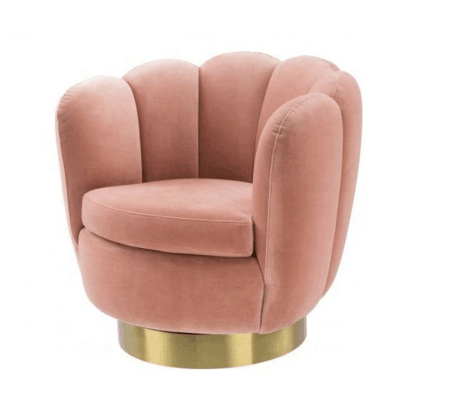 Swivel Barrel Living Room flower Shape Stainless Steel  Velvet leisure chair Single Sofa accent chair