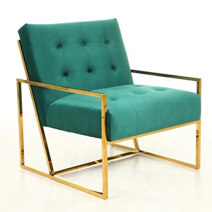 modern industrial black metal frame sofa gold finger chair Lounge Chair