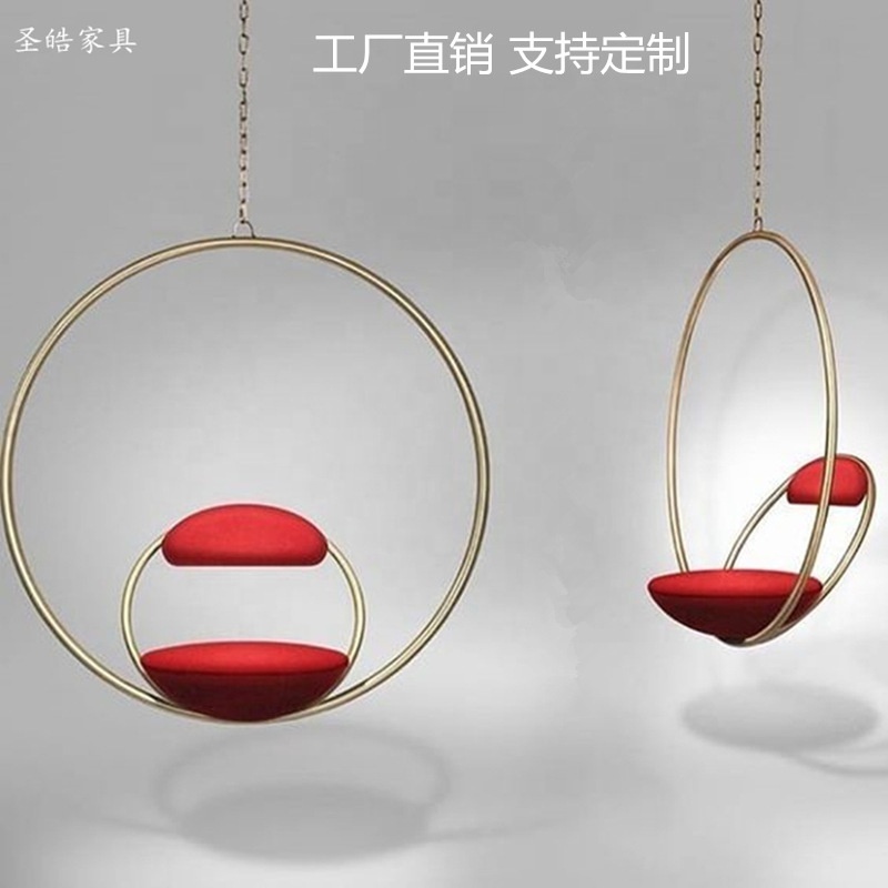 circular hoops Single Seat Gold Stainless Steel Swing Hanging Hoop swing chair