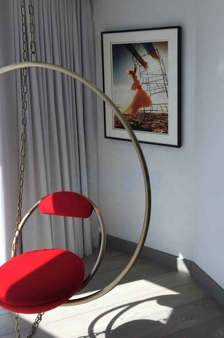 circular hoops Single Seat Gold Stainless Steel Swing Hanging Hoop swing chair