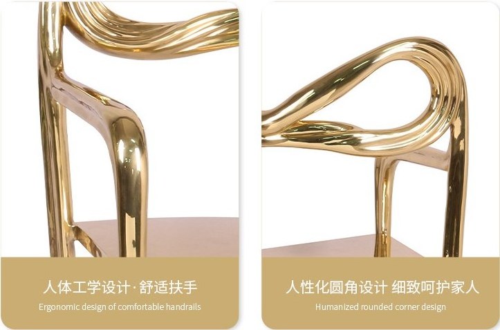 Pure copper High-heel Shoe Stand 3 Legs Modern luxury brass dining chair Living Room armrest single chair