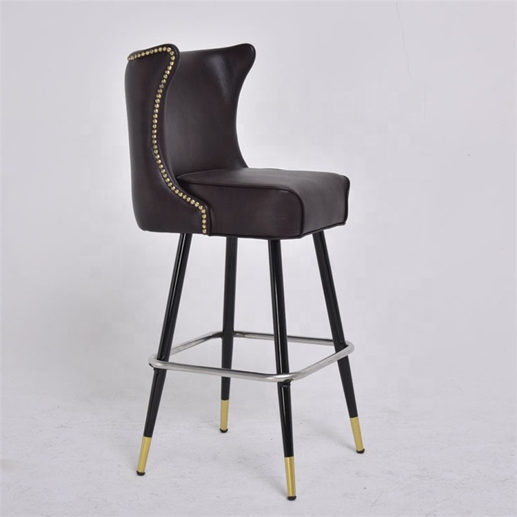 Luxury Design Tufted Back gold legs  bar stools vintage cheap used bar stools