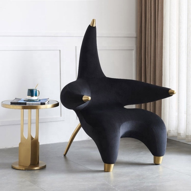 Contemporary unique design star shape velvet tufted leisure single armchair starfish Lounge Chair