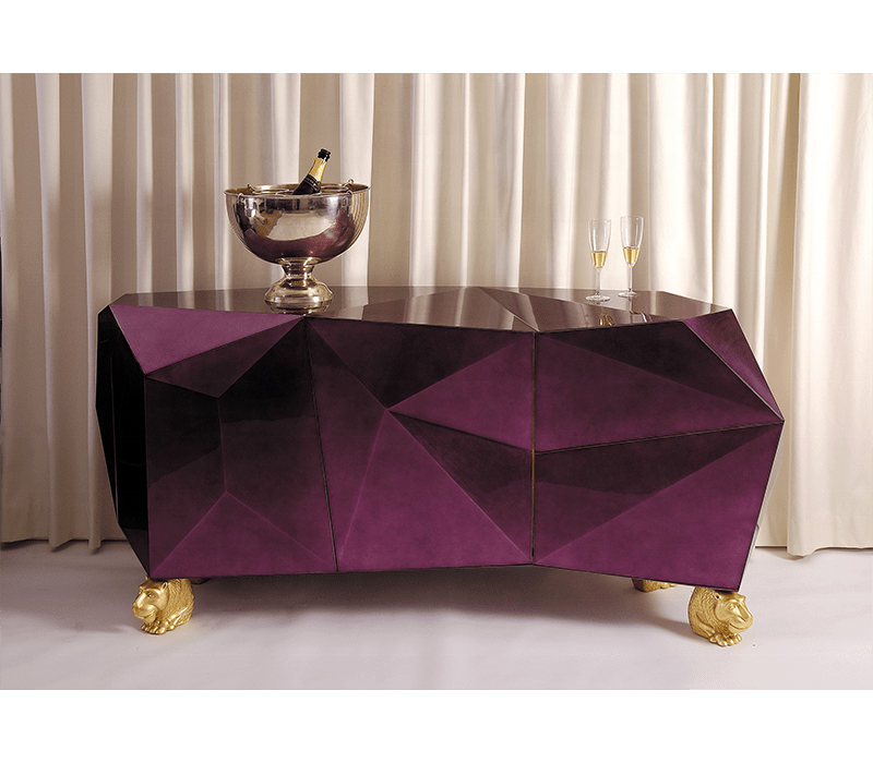 Diamond AMETHYST Sideboard Storage Cabinets Stainless Steel Italian Design Luxury Living Room Furniture Wood Modern Contemporary