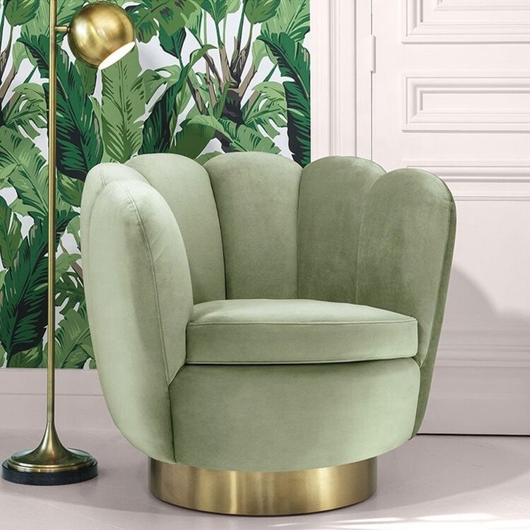 Swivel Barrel Living Room flower Shape Stainless Steel  Velvet leisure chair Single Sofa accent chair