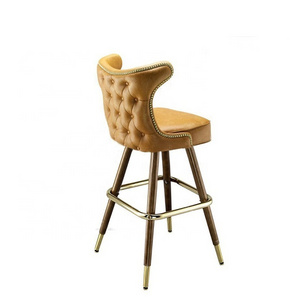 Luxury Design Tufted Back gold legs  bar stools vintage cheap used bar stools