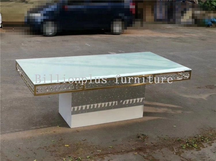 Factory customization stainless steel crystal glass table for event wedding