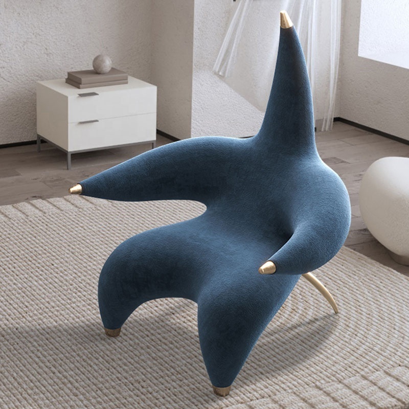 Contemporary unique design star shape velvet tufted leisure single armchair starfish Lounge Chair