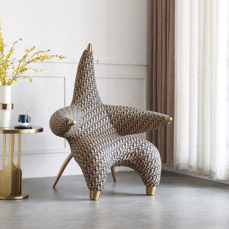 Contemporary unique design star shape velvet tufted leisure single armchair starfish Lounge Chair