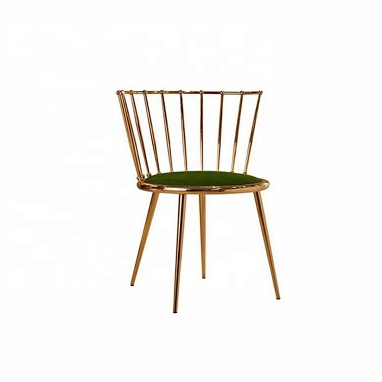 cantori wire Stainless steel gold chromed green velvet  Windsor Dining Chair