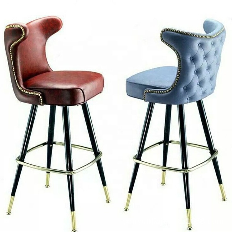 Luxury Design Tufted Back gold legs  bar stools vintage cheap used bar stools