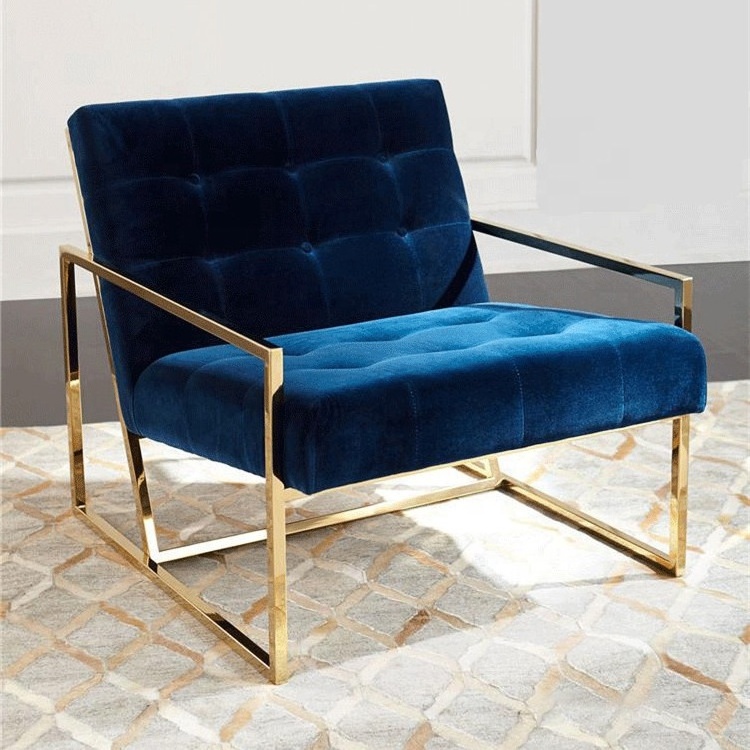 modern industrial black metal frame sofa gold finger chair Lounge Chair