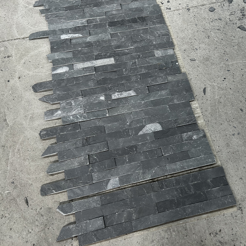 Natural Slate Wall Tiles Black Exterior Wall Veneer Slate Cultured Stone Cladding