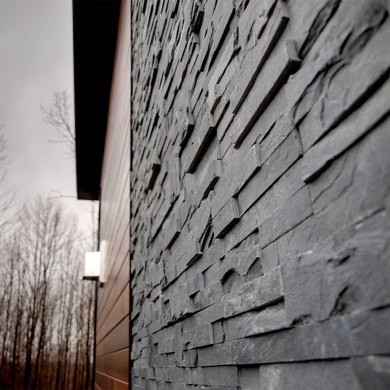 Natural Slate Wall Tiles Black Exterior Wall Veneer Slate Cultured Stone Cladding