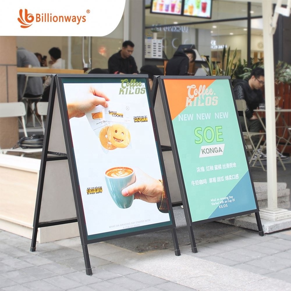 Sturdy Folded Metal Sandwich Board A Frame Sign Stand For Sidewalk Menu Display for Restaurant Business or Wedding