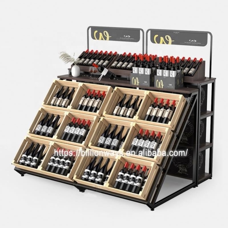 Customized Manufacturer Wine Cabinet Free design Fast delivery Low MOQ OEM ODM Supermarket Shelves