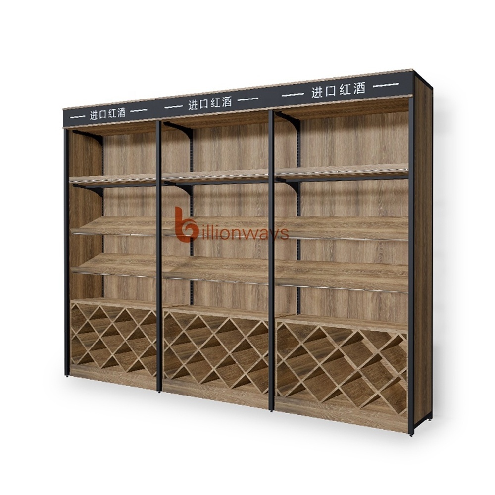 Alcohol Display Rack Wood Liquor Display Cabinet Wine Cabinet Display Shelves for duty free shop fittings