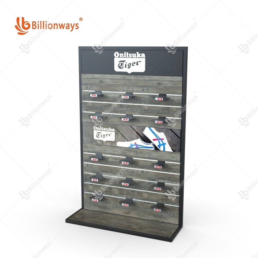 Customized  Wall Mount Shoes Display Rack Shoe Display Shelf Shoe Display Stand For Retail Shop Against the Wall