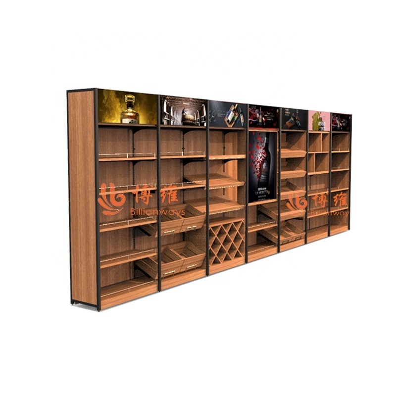 Alcohol Display Rack Wood Liquor Display Cabinet Wine Cabinet Display Shelves for duty free shop fittings