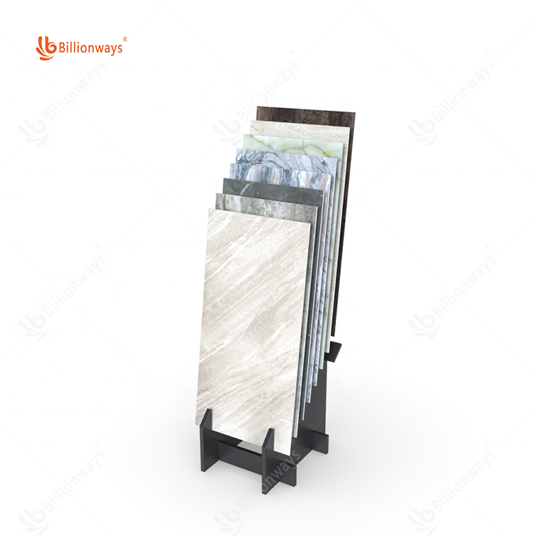 New Design Plate Tile Stone Display Stand Shelf Tile Sample Display for showroom tile store with customized graphic and logo