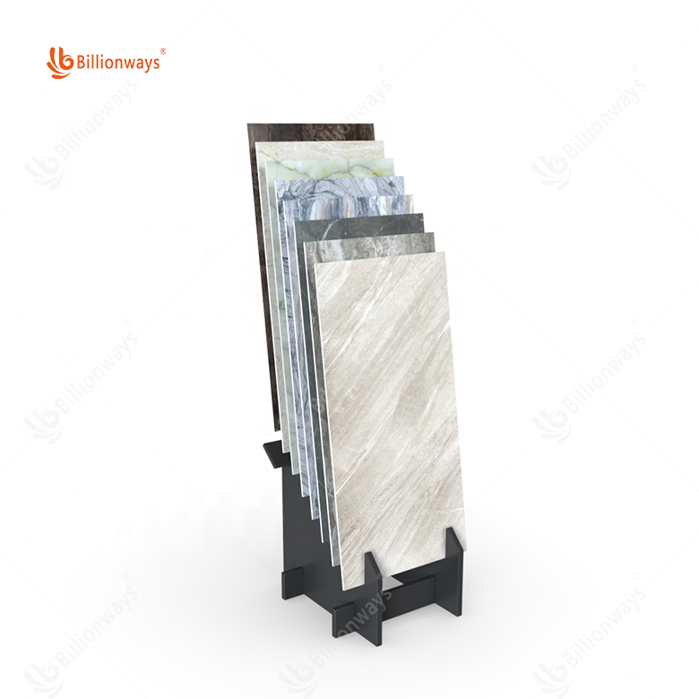 New Design Plate Tile Stone Display Stand Shelf Tile Sample Display for showroom tile store with customized graphic and logo