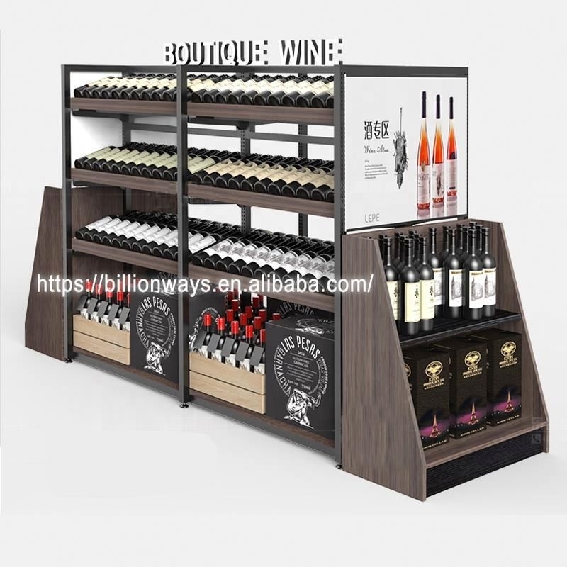 Customized Manufacturer Wine Cabinet Free design Fast delivery Low MOQ OEM ODM Supermarket Shelves