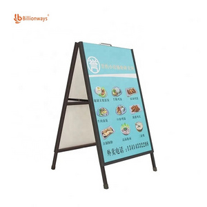 Sturdy Folded Metal Sandwich Board A Frame Sign Stand For Sidewalk Menu Display for Restaurant Business or Wedding