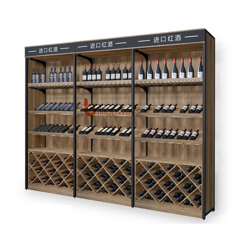 Alcohol Display Rack Wood Liquor Display Cabinet Wine Cabinet Display Shelves for duty free shop fittings