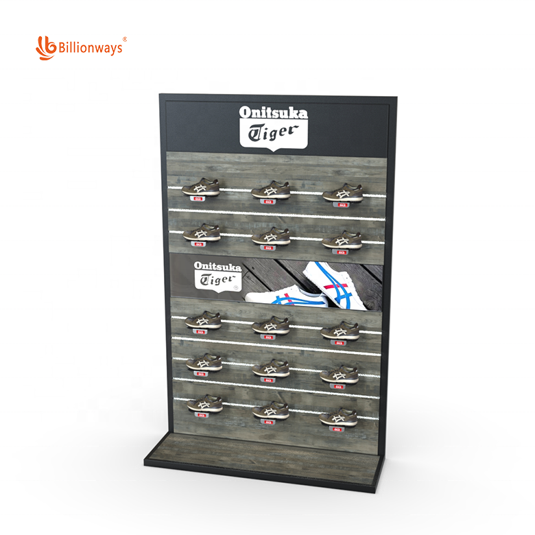 Customized  Wall Mount Shoes Display Rack Shoe Display Shelf Shoe Display Stand For Retail Shop Against the Wall