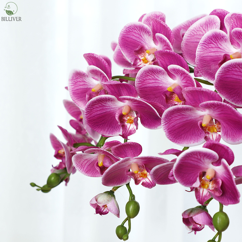 Real Touch Flowers	Moth Orchid Decorative Artificial Flower Moth Butterfly Orchid Faux Phalaenopsis Branches small Blooms White