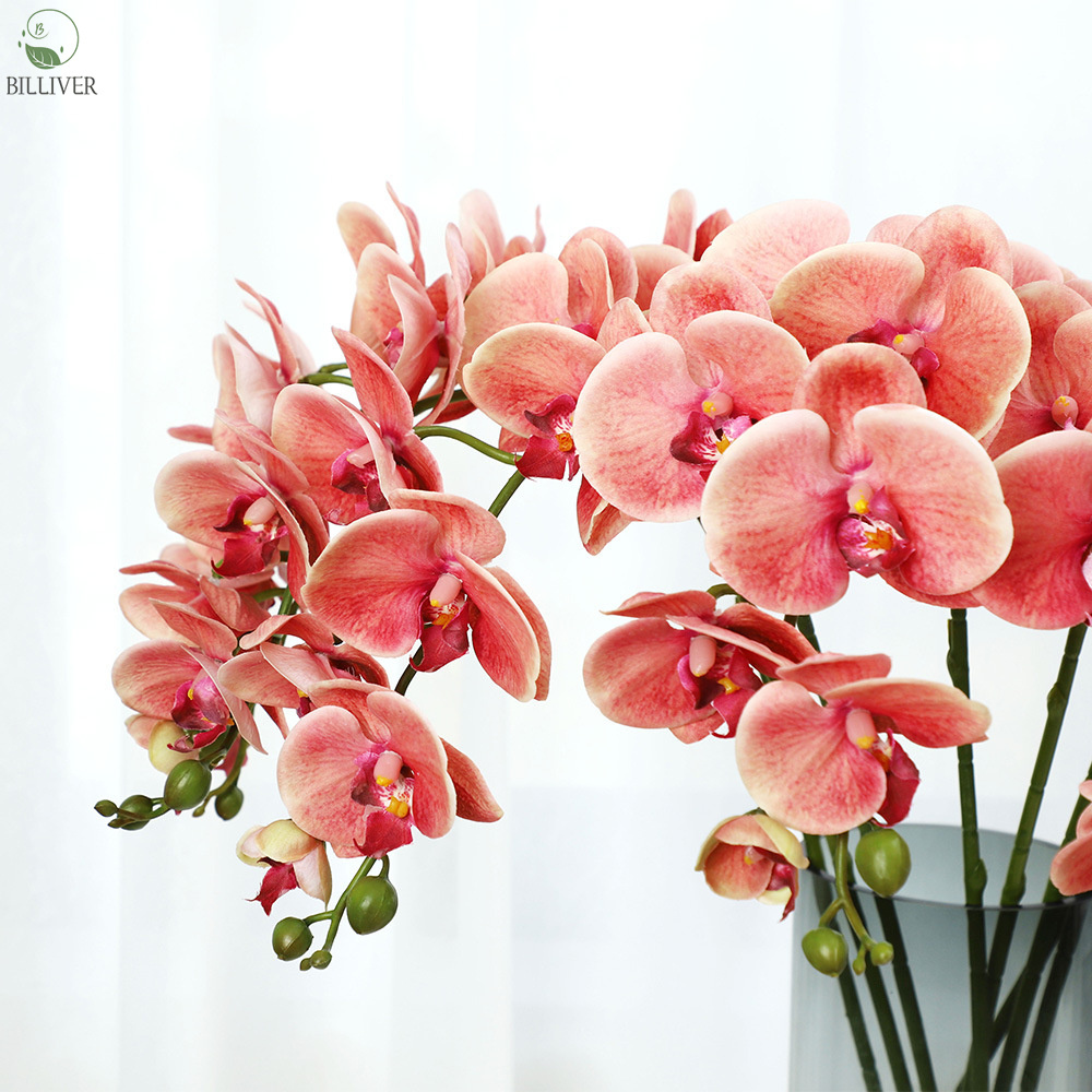 Eco-friendly Natural real Touch Latex Phalaenopsis Amabilis Suitable Moth Butterfly Orchid In Bulk Silk Stem Decorative Flowers