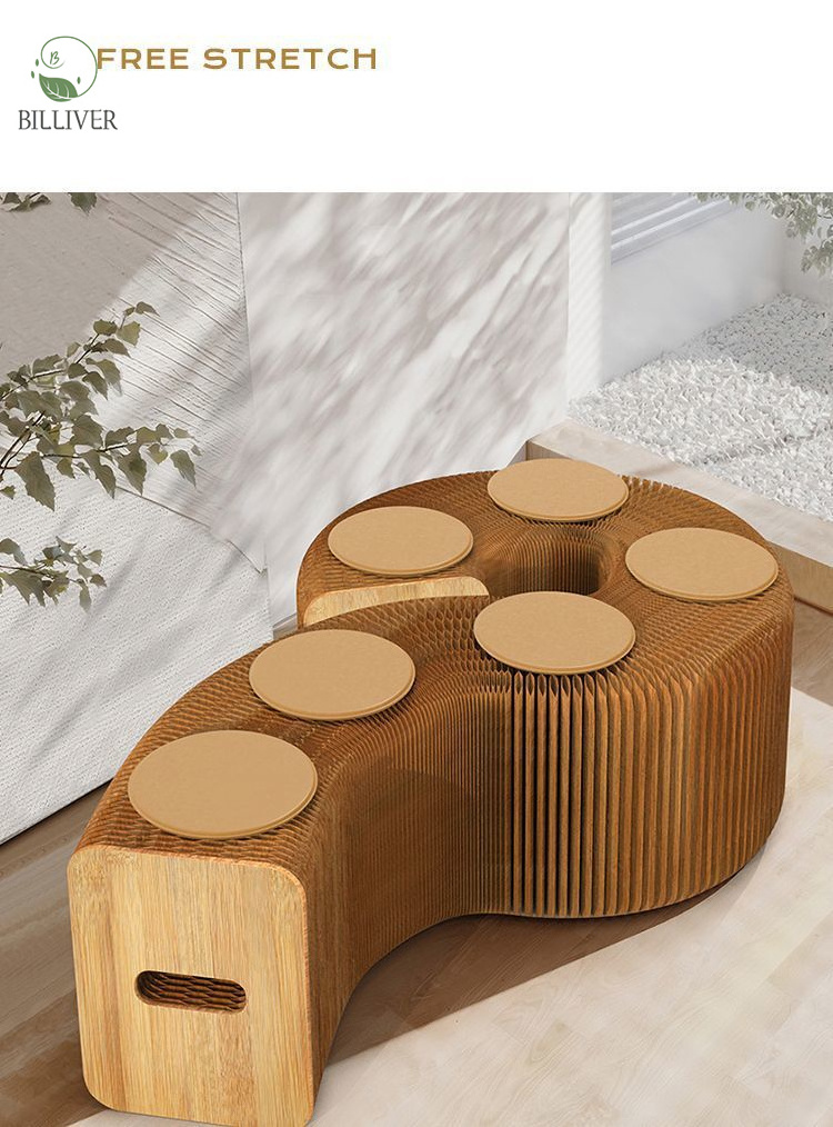 modern living room	compress fold kraft paper stool	42cm commercial exhibition Bench Paper For Living Room And Office