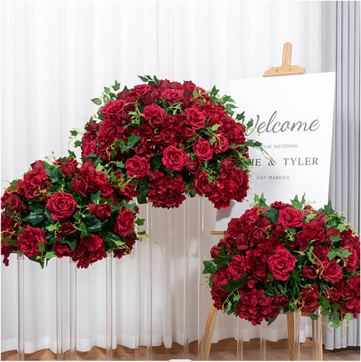 Top Quality Flower Ball Wedding Centerpieces Red Rose White Flower Ball Artificial Silk Flower Ball