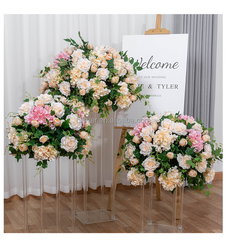 Graceful	wedding ivory center pieces wedding decorative artificial rose flower ball for wedding centerpiece decorative