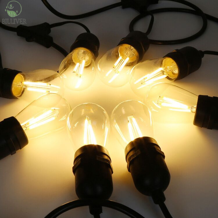 Eco friendly	Hanging S14 Edison Bulbs Shatterproof Edison S14 Outdoor Garland Wedding Outdoor Holiday Solar G40 String Lights