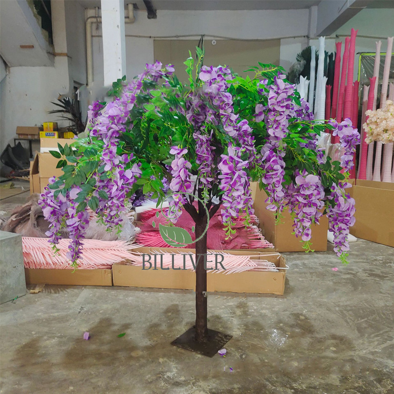 1.5M pink blue white Small Simulated Artificial cherry blossom table tree with flower branches outdoor flower  tree centerpiece