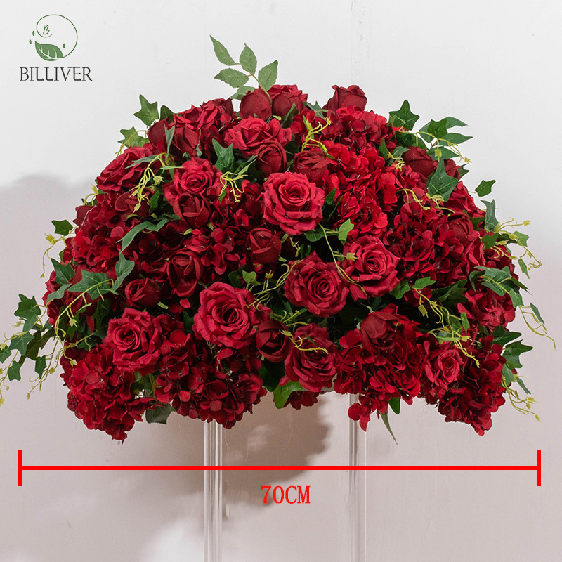 Top Quality Flower Ball Wedding Centerpieces Red Rose White Flower Ball Artificial Silk Flower Ball