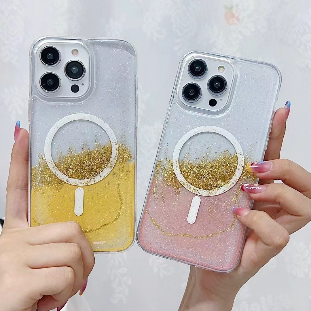 moving water glitter phone case anti peep magnetic phone case for iPhone series