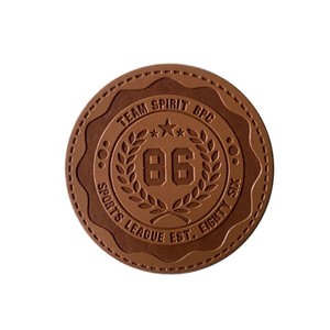 Factory customized brand name logo faux leather patch embossed PU leather patch leather label for hat