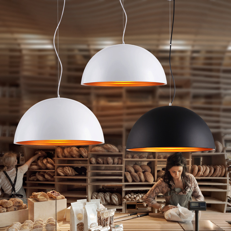 Simple creative dining room pendant light office cafe shop single head metal pendant lamps