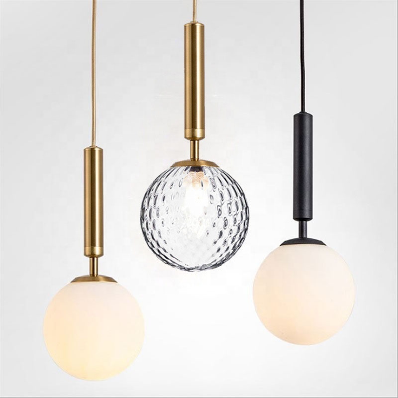 Light luxury glass pendant light Nordic simple modern restaurant bar table creative bedroom chandelier