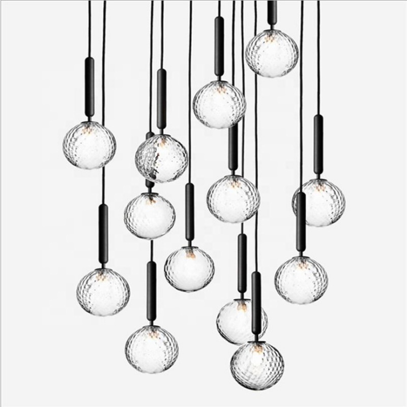 Light luxury glass pendant light Nordic simple modern restaurant bar table creative bedroom chandelier