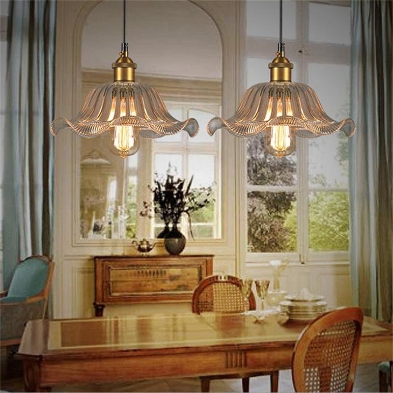 American industrial retro single head glass pendant light European living room dining room  coffee bar glass pendant lamps