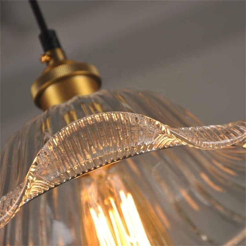 American industrial retro single head glass pendant light European living room dining room  coffee bar glass pendant lamps