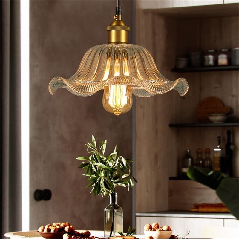 American industrial retro single head glass pendant light European living room dining room  coffee bar glass pendant lamps