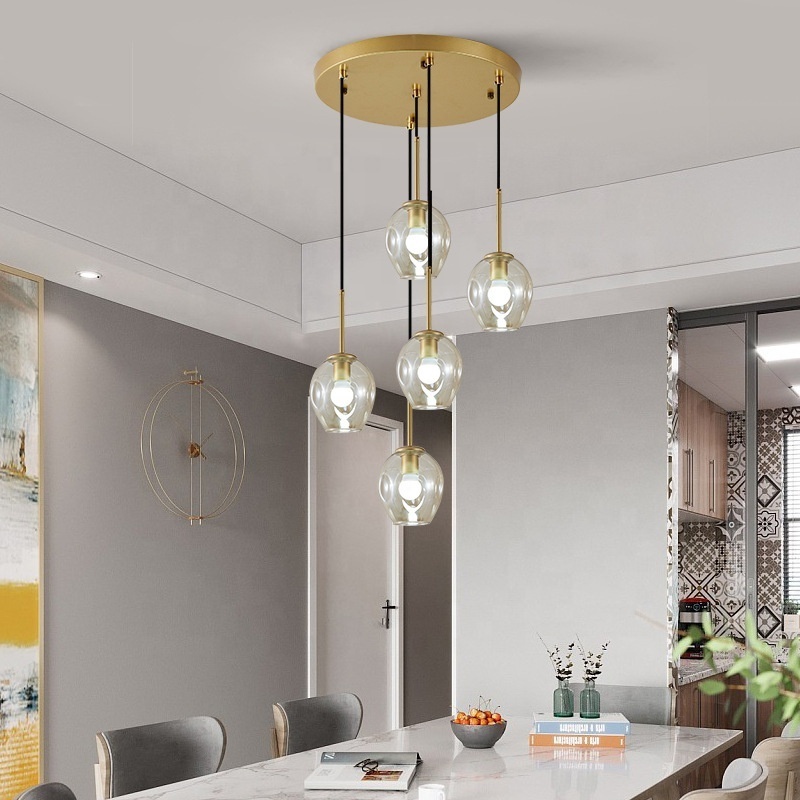 Nordic Creative Living Room Pendant Lamps Modern Minimalist Personality Golden Atmosphere Dining Bedroom Glass Pendant Lights