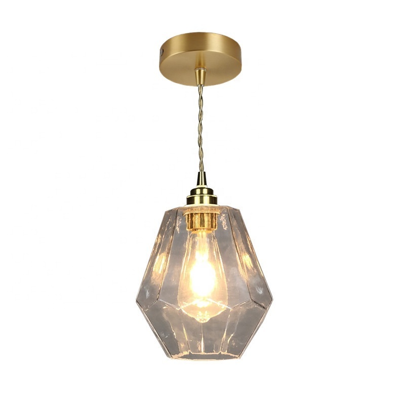 Crystal Glass Suspended Ceiling Lighting Fixture Flush Mount Modern Hanging Lamps Pendant Lights for Living Dining Room