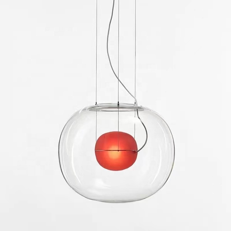 Nordic minimalist glass pendant light decoration bedroom restaurant cafe bar round ball glass chandelier