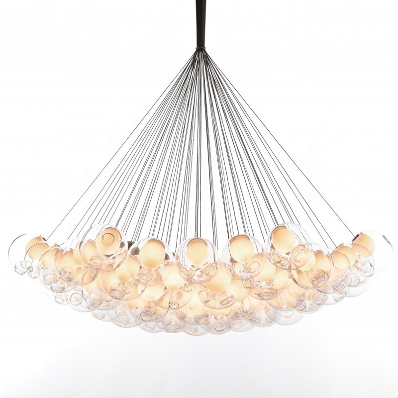 Nordic creative personality dining room chandelier post modern minimalist living room bedroom multi-head glass bubble chandelier